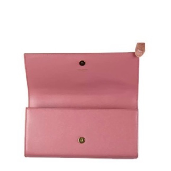 YSL Saint Laurent Pink Leather Clutch NEW - Picture 2 of 7